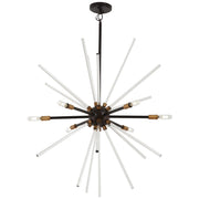 George Kovacs Spiked 30in 6-Light Pendant | Retro Futuristic Painted Bronze and Natural Brass Clear Glass | Dining Room & Living | Model P1793-416