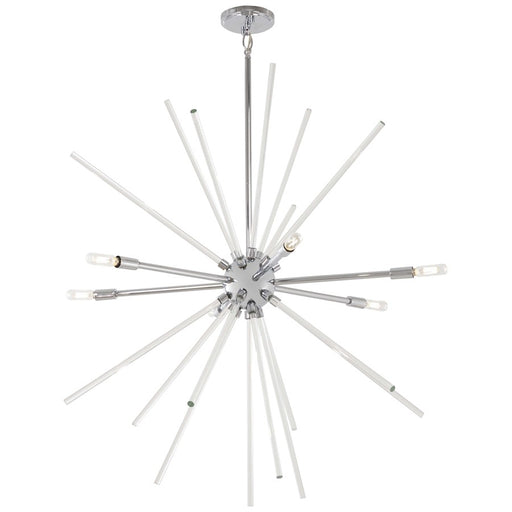 George Kovacs Spiked 35in 6-Light Pendant | Retro Futuristic Chrome Clear Glass | Dining Room & Living Room | 35 x 35 x 36 in | Model P1794-077