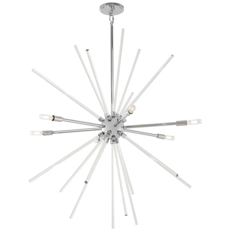 George Kovacs Spiked 35in 6-Light Pendant | Retro Futuristic Chrome Clear Glass | Dining Room & Living Room | 35 x 35 x 36 in | Model P1794-077