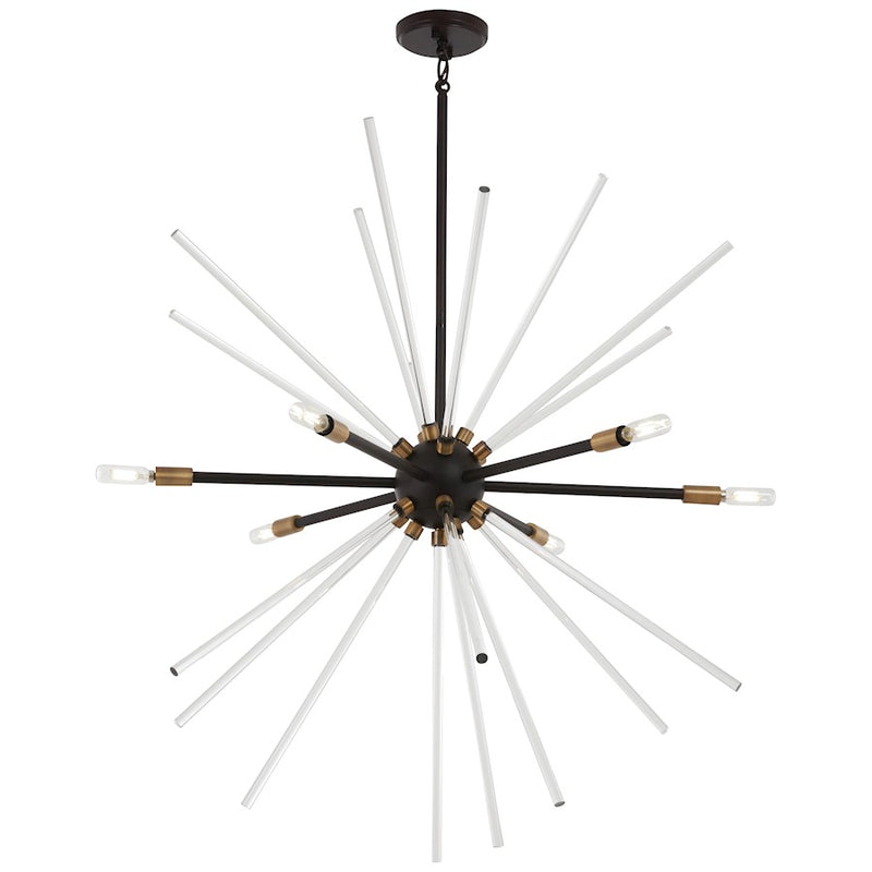 George Kovacs Spiked 35in 6-Light Pendant | Painted Bronze with Natural Brass and Clear Glass | Kitchen Island & Dining Room | Model P1794-416