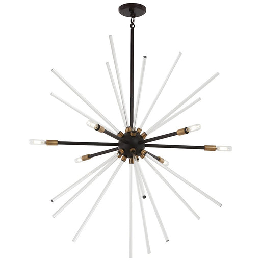George Kovacs Spiked 35in 6-Light Pendant | Painted Bronze with Natural Brass and Clear Glass | Kitchen Island & Dining Room | Model P1794-416
