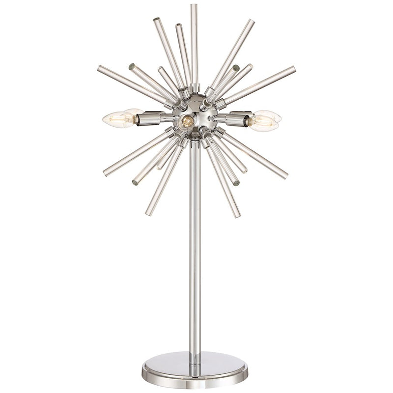 George Kovacs Spiked 16in 6-Light Table Lamp | Chrome and Clear Glass Bars | Living Room & Bedroom Accent | 16 x 16 x 31 in | Model P1797-077-L