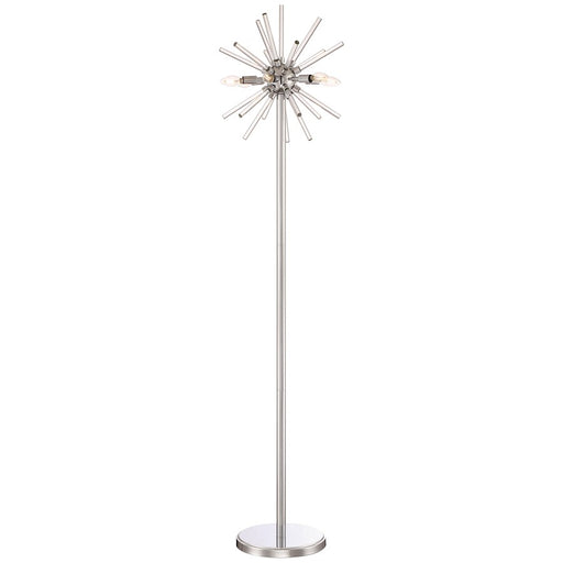 George Kovacs Spiked 16in LED Floor Lamp | Chrome and Clear Glass Bars | Living Room & Reading Nook | 16 x 16 x 71 in | Model P1798-077-L