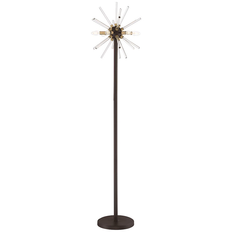 George Kovacs Spiked LED Floor Lamp | Retro Futuristic Painted Bronze Clear Glass | Living Room & Bedroom Accent | 16 x 16 x 71 in | Model P1798-416-L