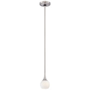 George Kovacs Pontil 4in 1-Light Mini Pendant | Brushed Nickel and Etched Opal Glass | Kitchen Island & Dining Room | 4 x 4 x 6 in | Model P1801-084