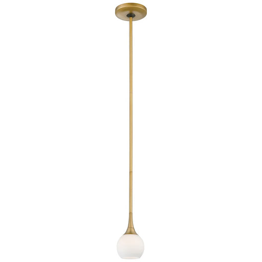 George Kovacs Pontil 4in 1-Light Mini Pendant | Retro Honey Gold and Etched Opal Glass | Kitchen Island & Dining Nook | 4 x 4 x 6 in | Model P1801-248