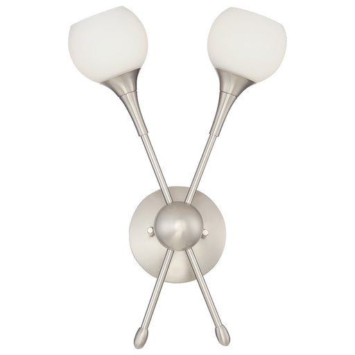 George Kovacs Pontil 11in 2-Light Vanity Light | Brushed Nickel and Etched Opal Glass | Bathroom & Bedroom | 11 x 6 x 16 in | Model P1802-084