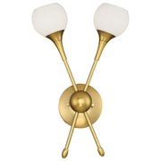 George Kovacs Pontil 11in 2-Light Vanity Light | Transitional Honey Gold and Etched Opal Glass | Bathroom Vanity | 11 x 6 x 16 in | Model P1802-248