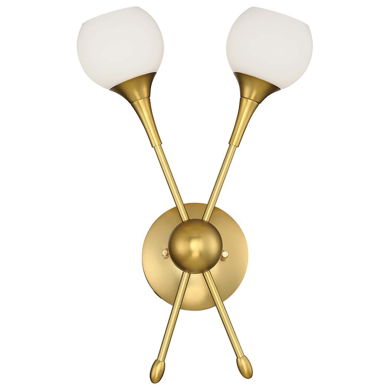 George Kovacs Pontil 11in 2-Light Vanity Light | Transitional Honey Gold and Etched Opal Glass | Bathroom Vanity | 11 x 6 x 16 in | Model P1802-248