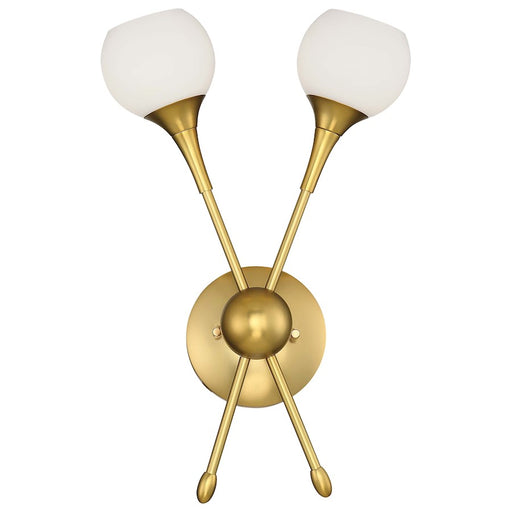 George Kovacs Pontil 11in 2-Light Vanity Light | Transitional Honey Gold and Etched Opal Glass | Bathroom Vanity | 11 x 6 x 16 in | Model P1802-248