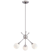 George Kovacs Pontil 18in 3-Light Mini Chandelier | Brushed Nickel and Etched Opal Glass | Dining Room & Kitchen Island | Model P1803-084