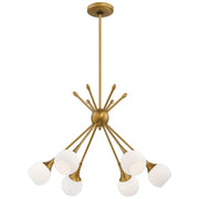 George Kovacs Pontil 24in 6-Light Chandelier | Contemporary Honey Gold and Etched Opal Glass | Dining Room & Living Room | Model P1806-248