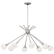 George Kovacs Pontil 36in 8-Light Island Light | Brushed Nickel and Etched Opal Glass | Kitchen Island & Dining Room | Model P1808-084