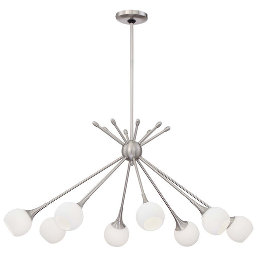 George Kovacs Pontil 36in 8-Light Island Light | Brushed Nickel and Etched Opal Glass | Kitchen Island & Dining Room | Model P1808-084