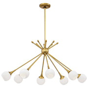 George Kovacs Pontil 36.5in 8-Light Island Light | Retro Honey Gold and Etched Opal Glass | Kitchen Island & Dining Room | Model P1808-248