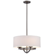 George Kovacs Circuit 18in 4-Light Drum Pendant | Transitional Smoked Iron and Fabric Glass | Kitchen Island & Dining Room | Model P1813-172
