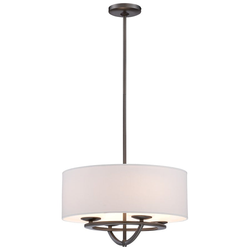 George Kovacs Circuit 18in 4-Light Drum Pendant | Transitional Smoked Iron and Fabric Glass | Kitchen Island & Dining Room | Model P1813-172