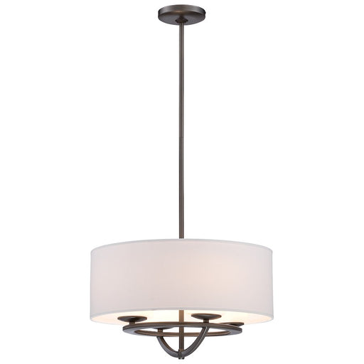 George Kovacs Circuit 18in 4-Light Drum Pendant | Transitional Smoked Iron and Fabric Glass | Kitchen Island & Dining Room | Model P1813-172