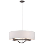 George Kovacs Circuit 24in 4-Light Drum Pendant | Transitional Smoked Iron and Fabric Glass | Kitchen Island & Dining Room | Model P1814-172