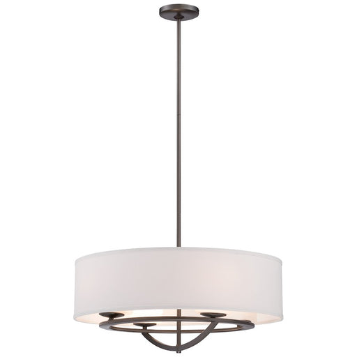 George Kovacs Circuit 24in 4-Light Drum Pendant | Transitional Smoked Iron and Fabric Glass | Kitchen Island & Dining Room | Model P1814-172