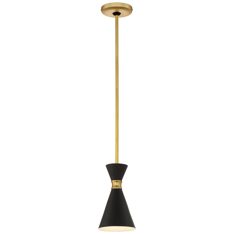 George Kovacs Conic 1-Light Mini Pendant | Retro Honey Gold and Matte Black | Kitchen Island & Breakfast Nook | 6 x 10 in | Model P1821-248