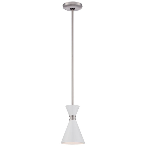 George Kovacs Conic 6in 1-Light Mini Pendant | Glitter Gloss White Glass | Kitchen Island & Dining Room | 6 x 9 in | Model P1821-44F