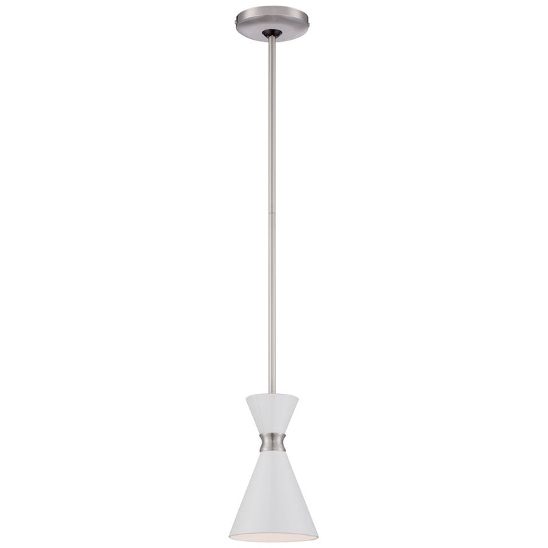 George Kovacs Conic 6in 1-Light Mini Pendant | Glitter Gloss White Glass | Kitchen Island & Dining Room | 6 x 9 in | Model P1821-44F