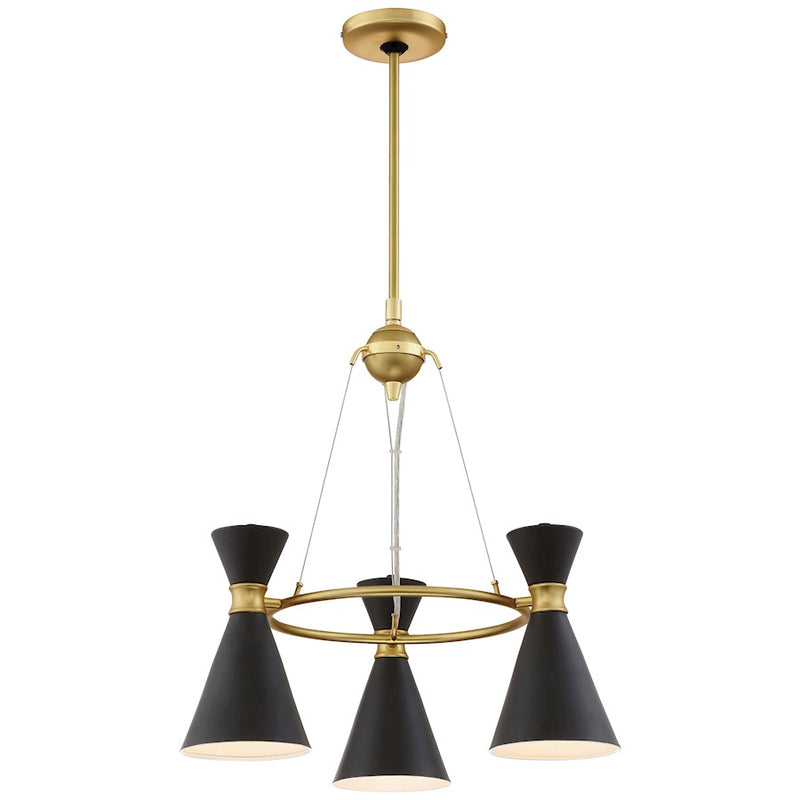 George Kovacs Conic 20in 3-Light Pendant | Transitional Honey Gold and Matte Black | Kitchen Island & Dining Room | 20 x 21 in | Model P1823-248