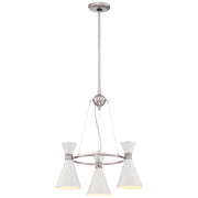 George Kovacs Conic 20in 3-Light Mini Chandelier | Contemporary Glitter Gloss White and Glass Shade | Dining Room & Kitchen Island | Model P1823-44F