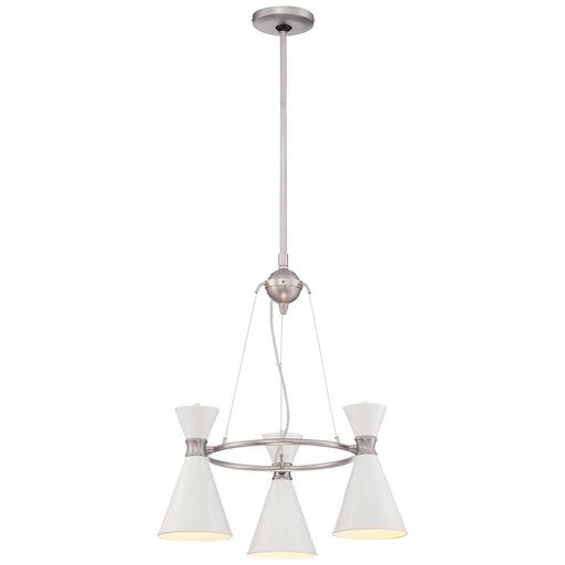 George Kovacs Conic 20in 3-Light Mini Chandelier | Contemporary Glitter Gloss White and Glass Shade | Dining Room & Kitchen Island | Model P1823-44F