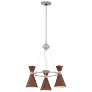 George Kovacs Conic 20in 3-Light Mini Chandelier | Contemporary Distressed Koa and Brushed Nickel Frame | Dining Room & Kitchen | Model P1823-651