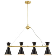 George Kovacs Conic 36in 4-Light Island Light | Transitional Honey Gold and Black Metal Shade | Kitchen Island & Dining Room | Model P1824-248
