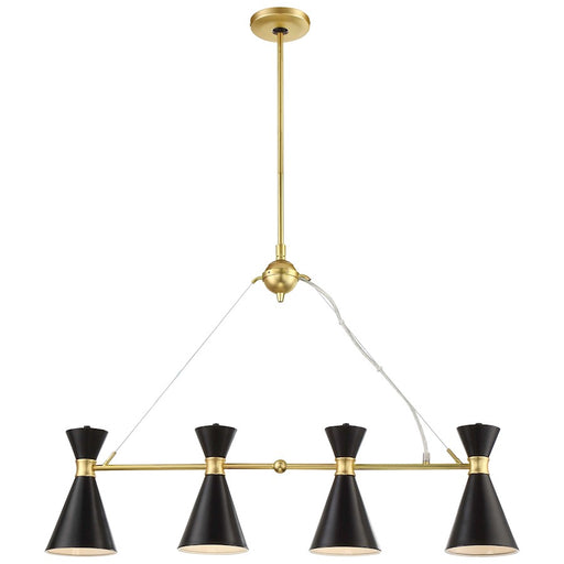 George Kovacs Conic 36in 4-Light Island Light | Transitional Honey Gold and Black Metal Shade | Kitchen Island & Dining Room | Model P1824-248