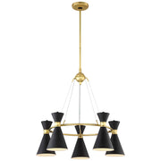 George Kovacs Conic 26in 5-Light Chandelier | Retro Honey Gold and Matte Black Shades | Dining Room & Living Room | 26 x 24 in | Model P1825-248