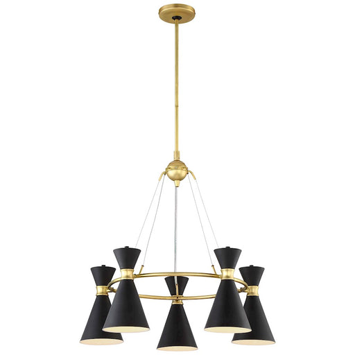 George Kovacs Conic 26in 5-Light Chandelier | Retro Honey Gold and Matte Black Shades | Dining Room & Living Room | 26 x 24 in | Model P1825-248