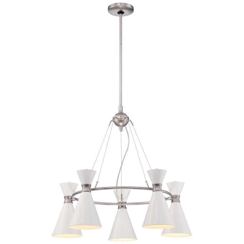 George Kovacs Conic 26in 5-Light Chandelier | Contemporary Glitter Gloss White | Dining Room & Living Room | 26 x 24 in | Model P1825-44F