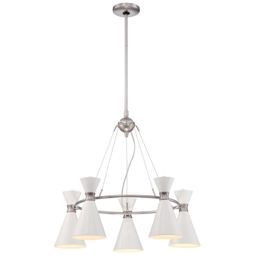 George Kovacs Conic 26in 5-Light Chandelier | Contemporary Glitter Gloss White | Dining Room & Living Room | 26 x 24 in | Model P1825-44F