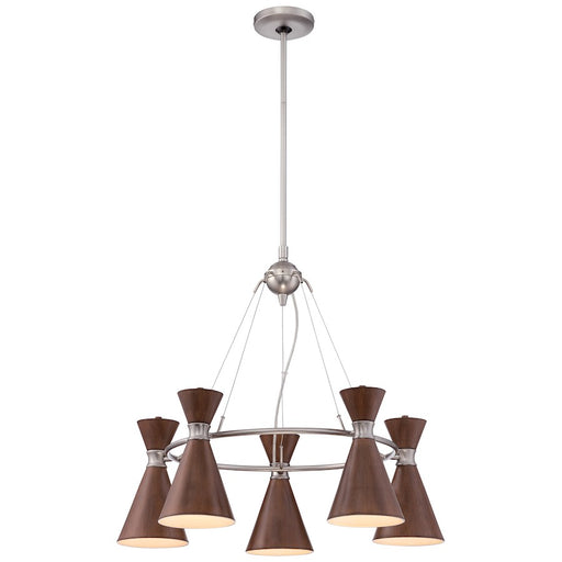 George Kovacs Conic 26in 5-Light Chandelier | Contemporary Distressed Koa | Dining Room & Living Room | 26 x 24 in | Model P1825-651