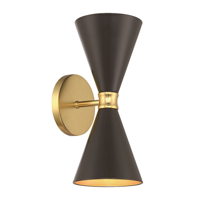 Minka George Kovacs Conic 2 Light Wall Sconce, Honey Gold+Coal/Steel - P1827-248