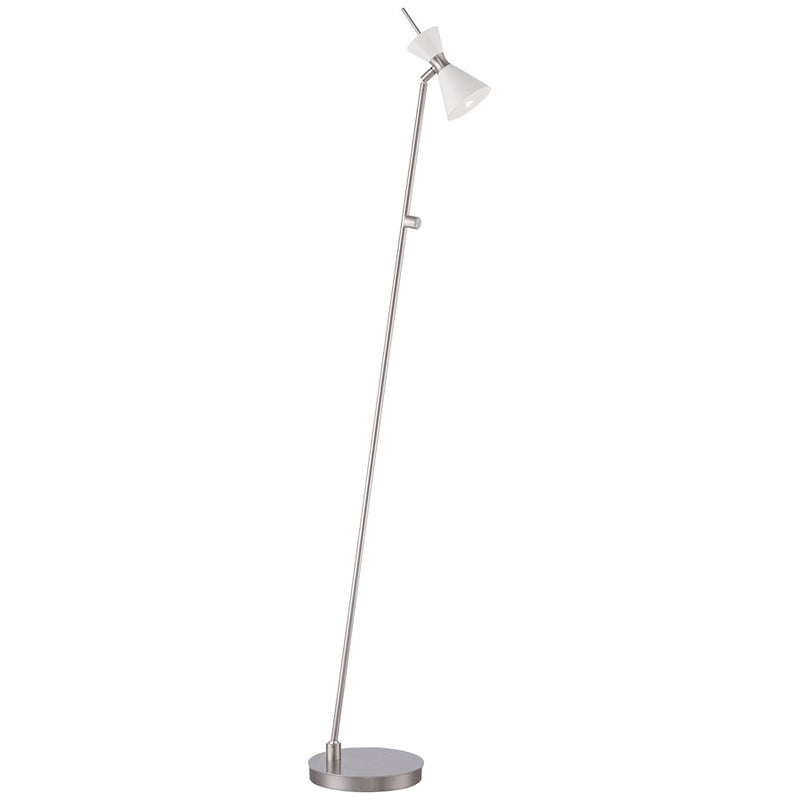 George Kovacs Conic 53in Floor Lamp | Retro Contemporary Glitter Gloss White Shade | Living Room & Reading Nook Task Light | Model P1829-44F-L