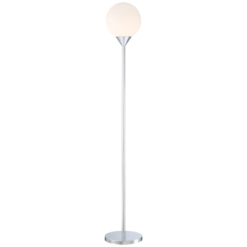 George Kovacs Simple 68in Floor Lamp | Chrome and Etched Opal Glass | Living Room & Reading Nook | 11 x 9 x 68 in | Model P1831-3-077