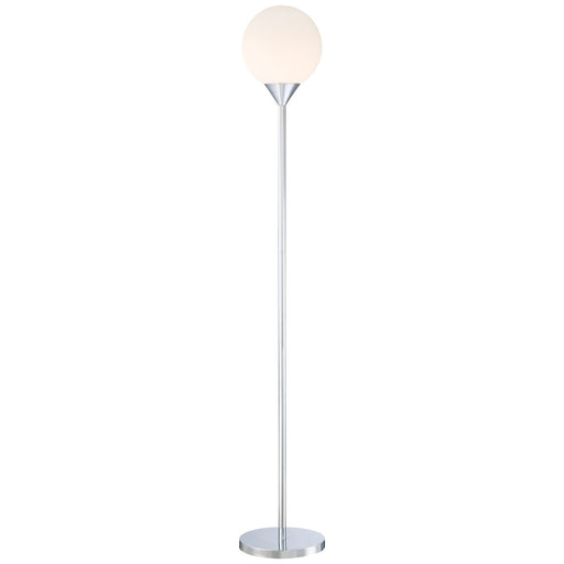 George Kovacs Simple 68in Floor Lamp | Chrome and Etched Opal Glass | Living Room & Reading Nook | 11 x 9 x 68 in | Model P1831-3-077