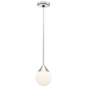 George Kovacs Simple 8in 1-Light Pendant | Chrome and Etched Opal Glass | Kitchen Island & Dining Room | 6 x 6 x 8 in | Model P1832-077