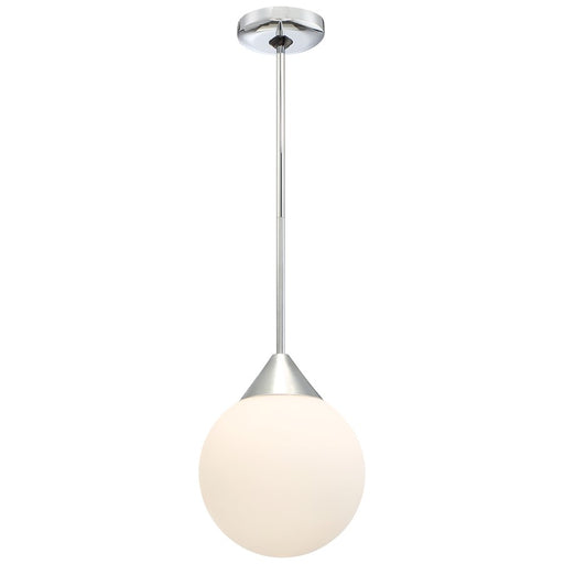 George Kovacs Simple 11in 1-Light Pendant | Mid-Century Chrome and Etched Opal Glass | Kitchen Island & Dining Room | 9 x 9 x 11 in | Model P1833-077