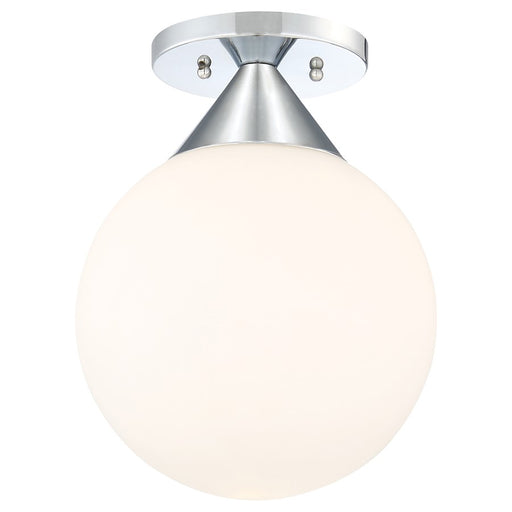 George Kovacs Simple 1-Light Flush Mount | Chrome Etched Opal Glass | Hallway & Bedroom Ceiling Light | 9 x 9 x 12 in | Model P1839-077