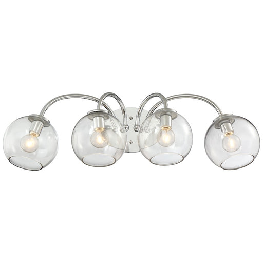 George Kovacs Exposed 4-Light Bath Vanity | Chrome Smoked Glass | Bathroom Vanity Light | 27 x 9.5 x 8.5 in | Model P1844-077