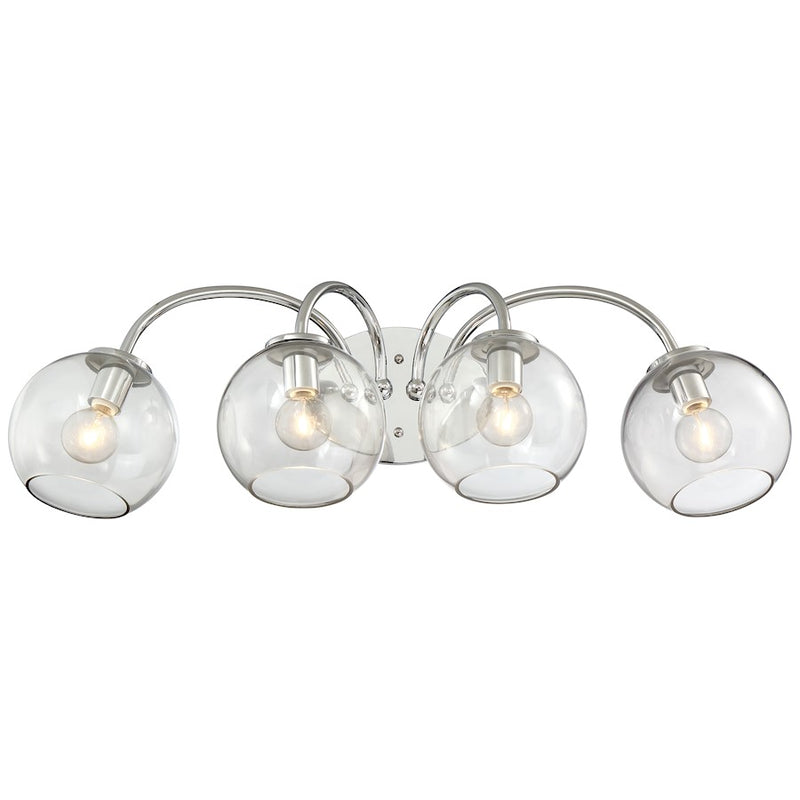George Kovacs Exposed 4-Light Bath Vanity | Chrome Smoked Glass | Bathroom Vanity Light | 27 x 9.5 x 8.5 in | Model P1844-077