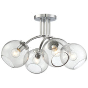 George Kovacs Exposed 19in 4-Light Semi-Flush Mount | Chrome Smoked Glass | Hallway & Bedroom Ceiling Light | 19 x 19 x 12 in | Model P1845-077
