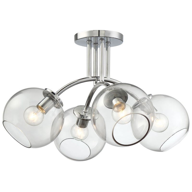 George Kovacs Exposed 19in 4-Light Semi-Flush Mount | Chrome Smoked Glass | Hallway & Bedroom Ceiling Light | 19 x 19 x 12 in | Model P1845-077