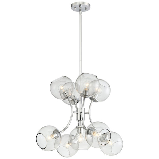 George Kovacs Exposed 9-Light Chandelier | Chrome Smoked Glass Globes | Dining Room & Living Room | 23 x 23 x 18 in | Model P1849-077